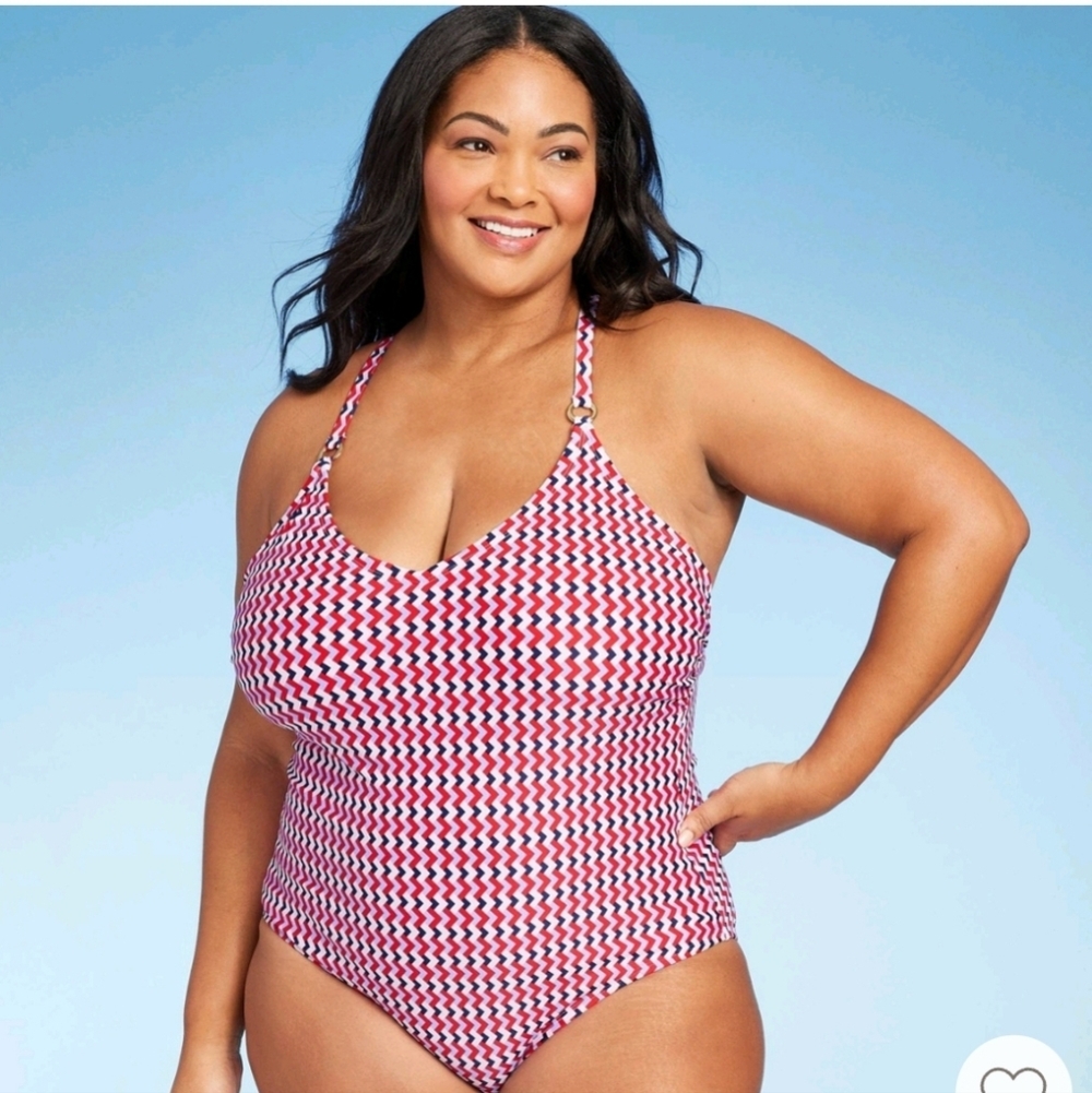 Women's 18 Wide Ribbed Ring Med. Coverage 1 Piece Swimsuit-Kona Sol Multi Colors